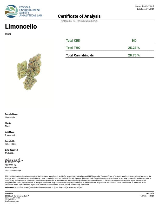 Limoncello 60.00$ 1/2 OZ