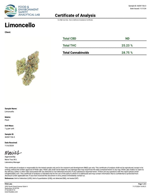 Limoncello 60.00$ 1/2 OZ